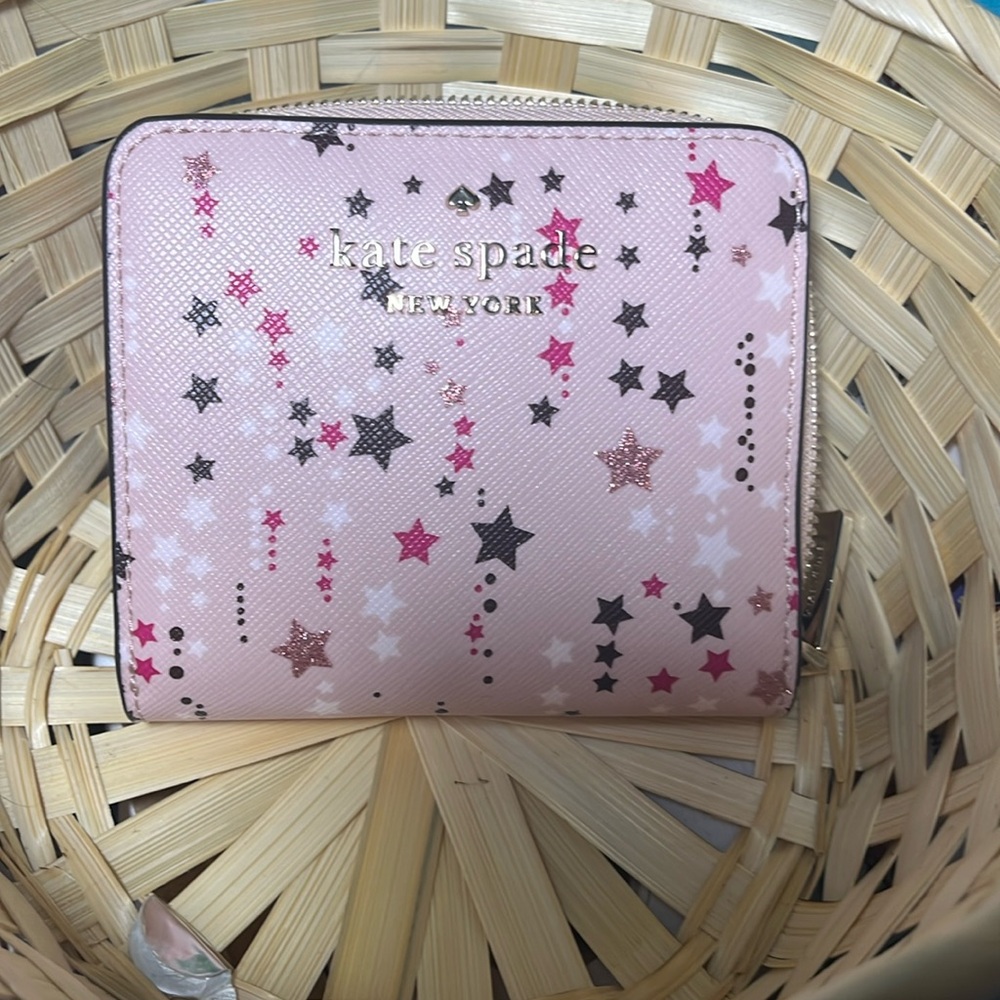 Kate spade wallet pink with stars on it
